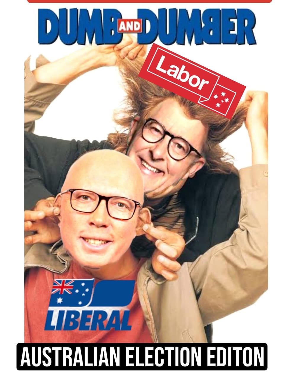 Dumb and dumber movie poster featuring Albanese and Dutton.